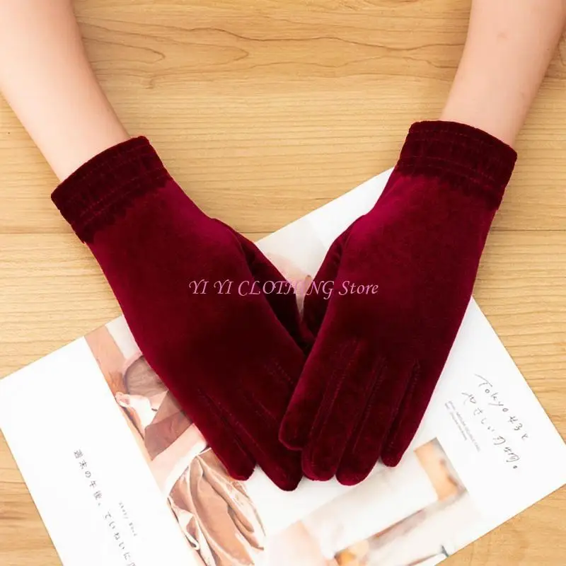 

N5KF Winter Gloves for Women Gold Short Banquet Gloves Elastic Driving Gloves