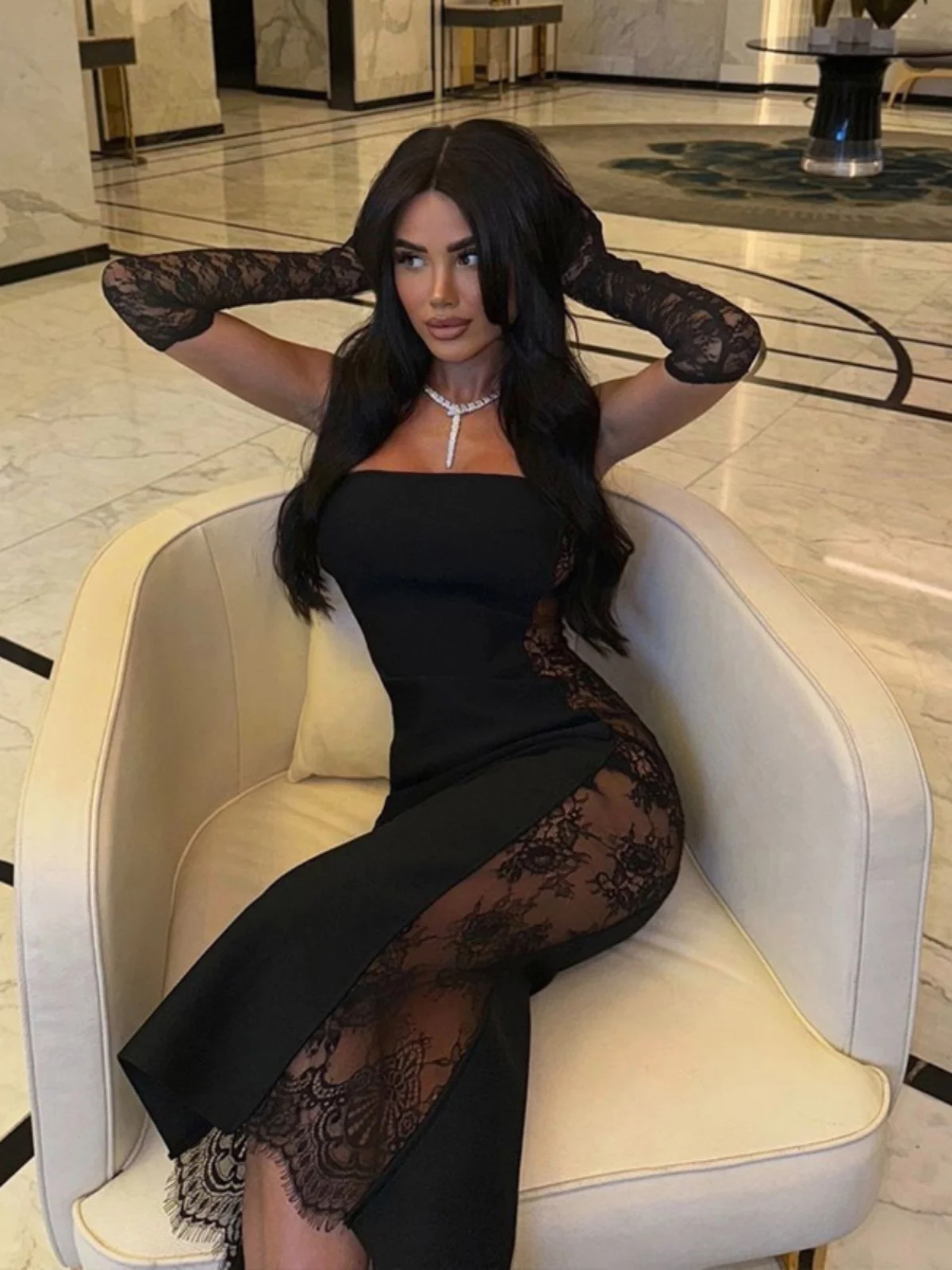 

Faionable кружево в стиле пэчворк, обтягивающее платье, сексуальная женская юбка из полиэстера с высокой талией и запахом