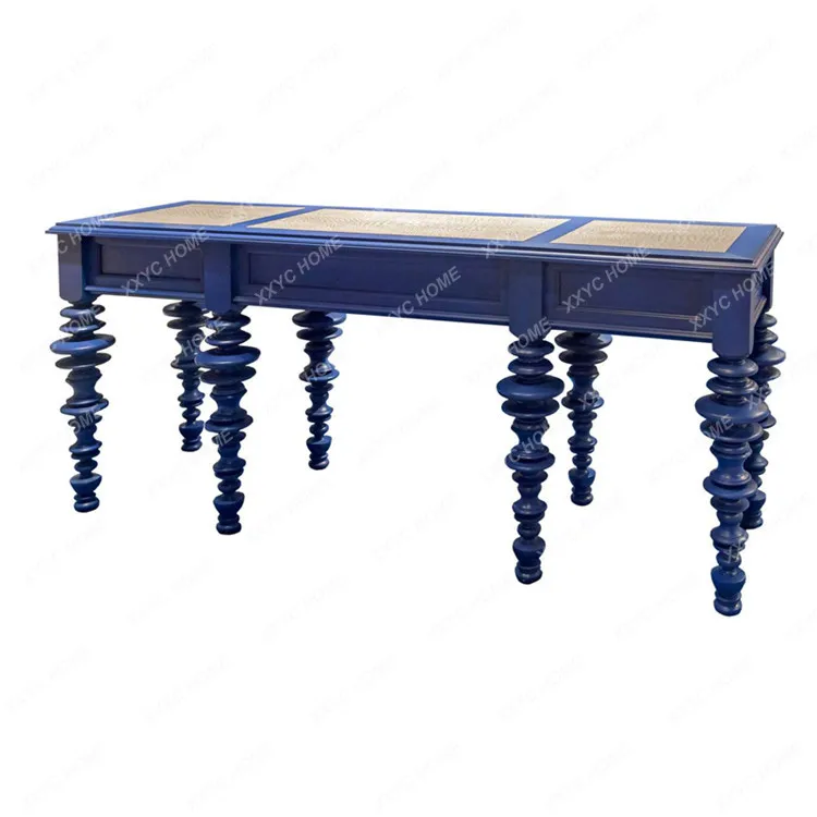

Hh2cc entrance table solid wood carving flower light luxury entrance table