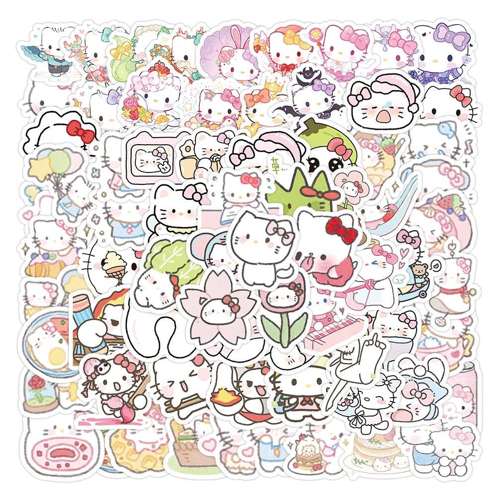 

10/30/50/104pcs Kawaii Hello Kitty Sanrio Anime Stickers for Kids Toy Cute Cartoon Decals Luggage Phone Stationery Sticker Pack