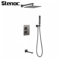 Chrome Shower Faucet Set Rainfall 12 Inch Concealed Shower System Wall Mounted Rainfall Bathroom Shower Tap With Handshower Set