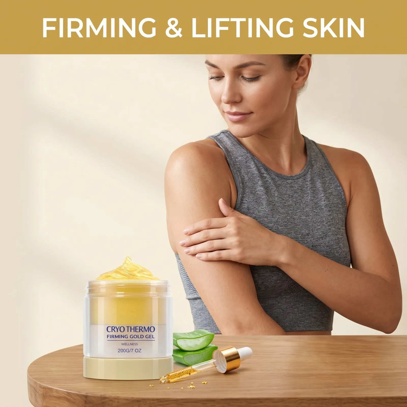 Cryo Thermo Straffendes Gold-Massagegel Hautstraffendes Lifting- und Feuchtigkeitsgel mit Aloe Vera Nano Golden Körperpflege Entgiftungsgel 200g – Detail 4