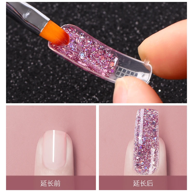 PINPAI 15ml Glitter Poly Nail Gel UV LED Builder Acrylic Gel for Nail Art Poly Extension Gel Polygels With Sequins Manicure Tool