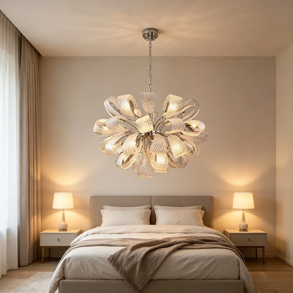 Designer Living Room Light French Light Luxury Villa Main Light Hotel Lobby Creative Personality Art Crystal Glass Chandelier