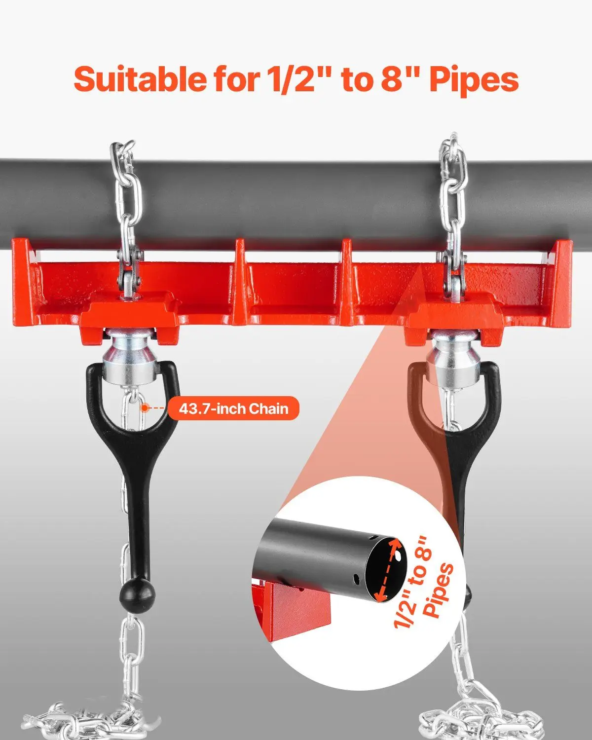 Tornillo de banco de soldadura de tubos de alta resistencia, abrazadera de cadena doble de 1/2" - 8" con manivelas, accesorio de soldadura de hierro fundido para fontanería y metalurgia