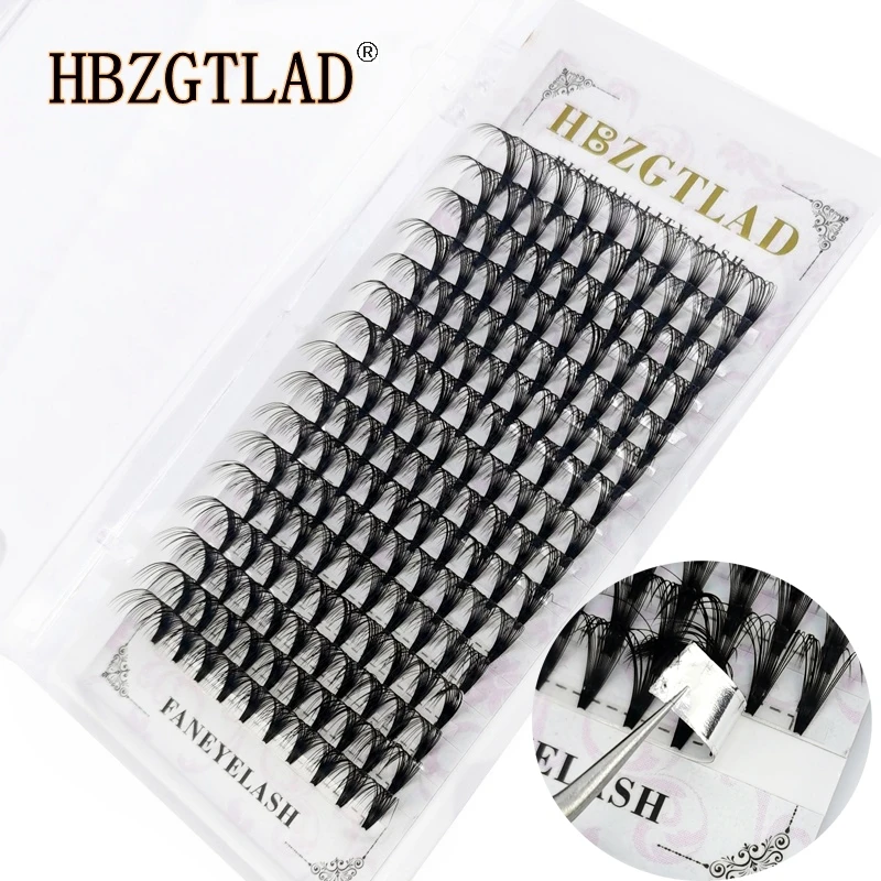 New 16 Lines Premade Volume 20D Faux Mink Lashes Extension Fans Short Stem Root Tape Russian Volume Makeup Eyelashes Extension