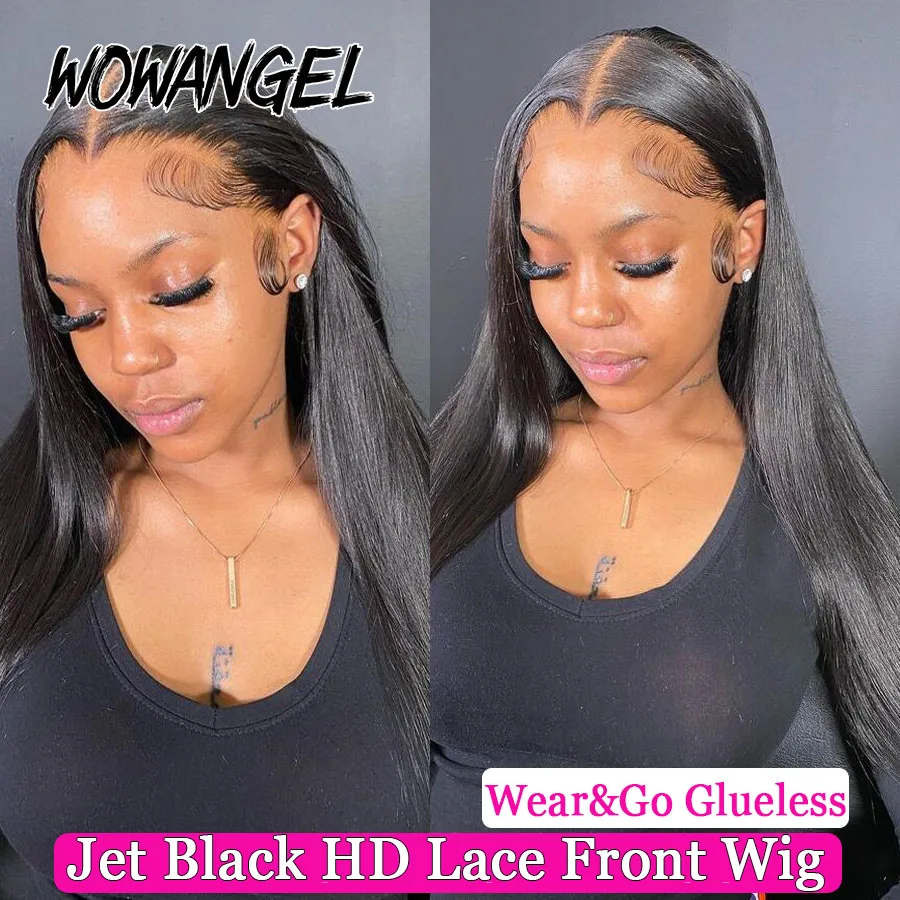 34inch Jet Black 13x6 HD Lace Front Wigs Straight Glueless Wig Human Hair Ready to Wear HD Lace Human Hair Wigs Brazilian Hair