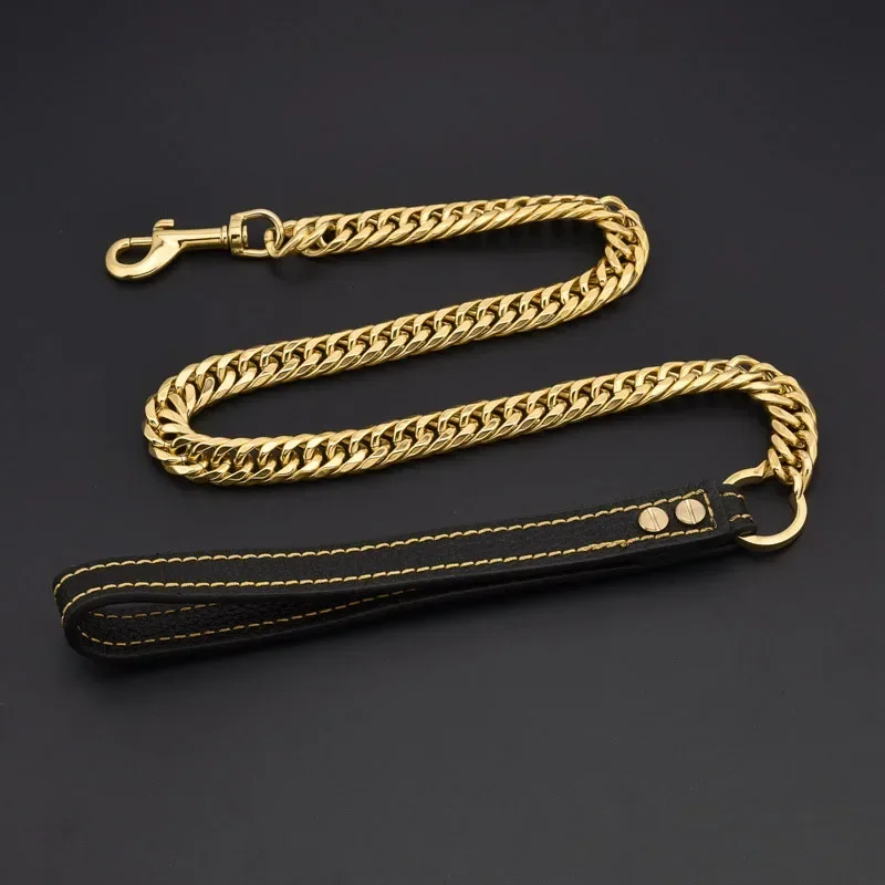 

Gold French Stainless Suppliers Leash Chain Pet Collar Dropshipping Dog Pitbull Strap 17mm Steel Necklace Bulldog