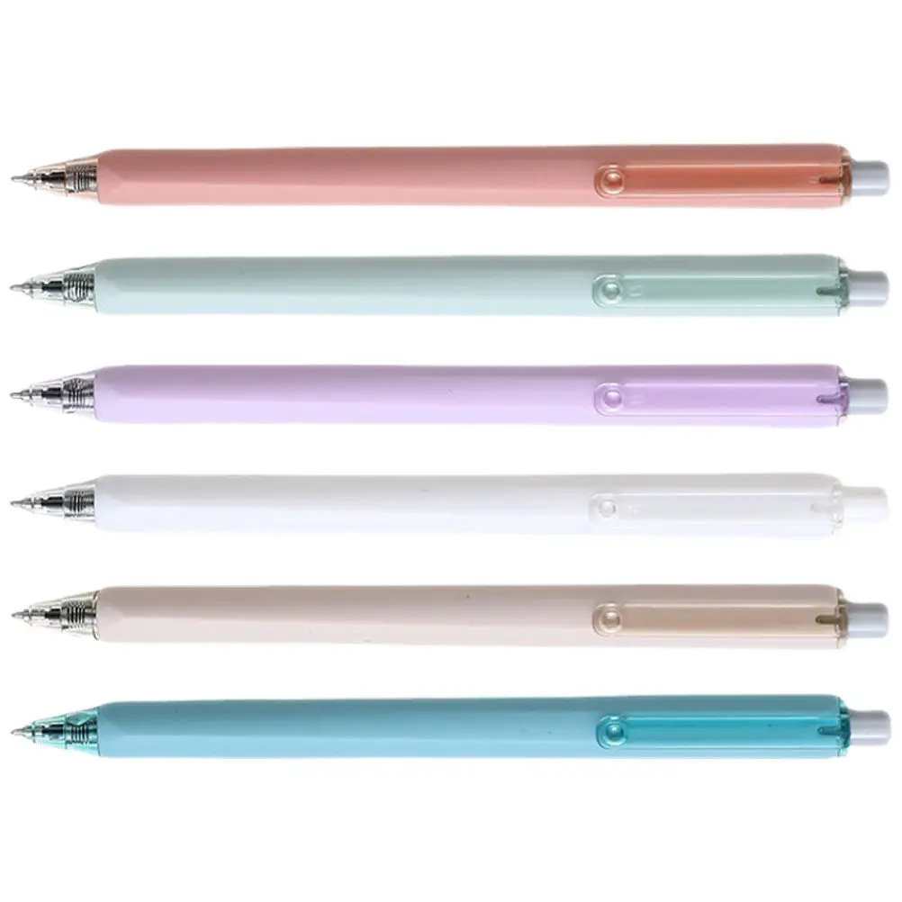 

Набор из 6 гелевых ручек в свежем стиле с нажимным механизмом, эргономичным удобным захватом и плавным письмом для студентов, учителей и офисных работников