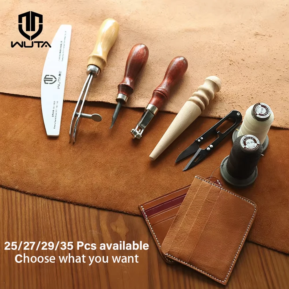 WUTA Professional Leather Craft Tools Kit Hand Sewing Stitching Punch Work Basic Set for DIY Beginner 25/27/29/35pcs Available