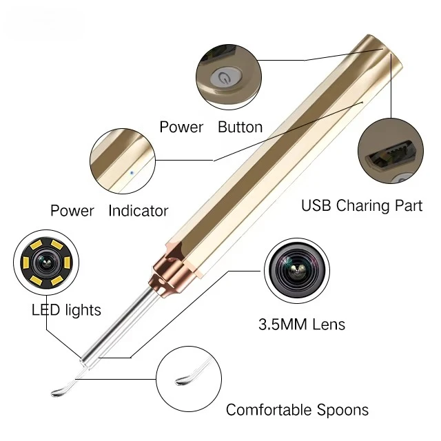 

1080P Ear Wax Remover Camera Wireless Ear Endoscope Spoon Pick Cleaning Otoscope Ear Wax Removal Kil