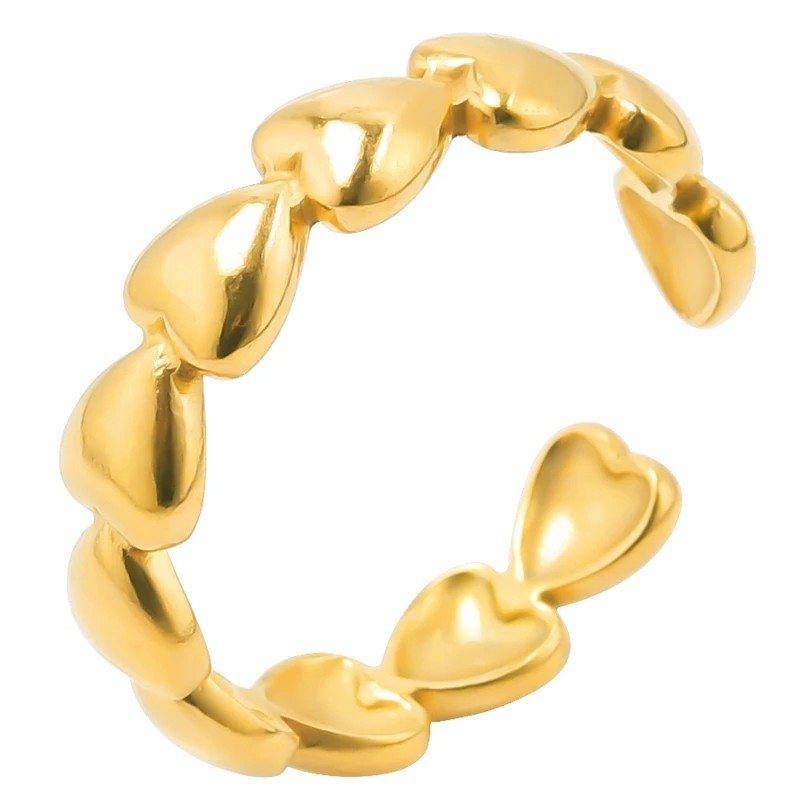 Gold Color Sweet Love Heart Charm Rings For Women Men Accessories 18k Stainless Steel Ring 2023 Trend Jewelry Anillo Couple Gift