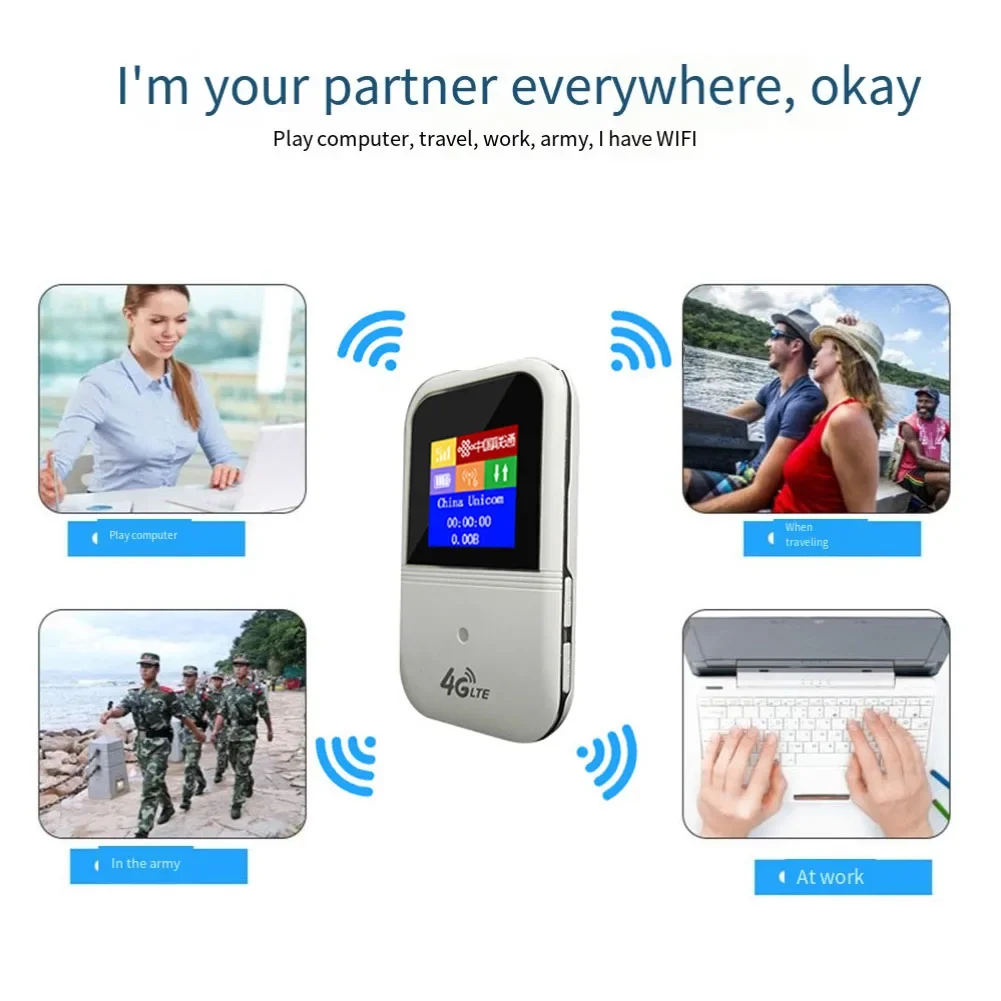 Portable 4G WiFi 150Mbps 4G LTE WiFi Router 2500mAh Pocket MIFI Hotspot LCD Indicator Display With SIM Card Slot