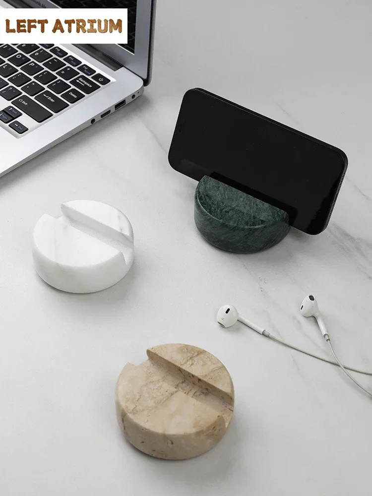 Natural Marble Cell Phone Display Stand, Light Luxury Home Decoration, Desktop Ornament Base, Decorative Shelves