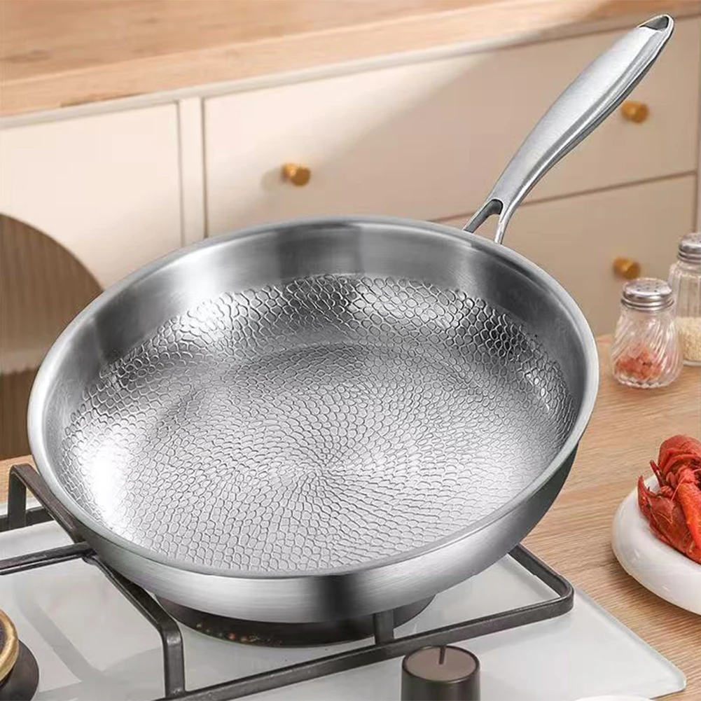 Titaniums Frying Pan With Lid Uncoated Nonstick Flat Bottom For Healthier Cooking Kitchen Essential For Frying And Stir-Frying