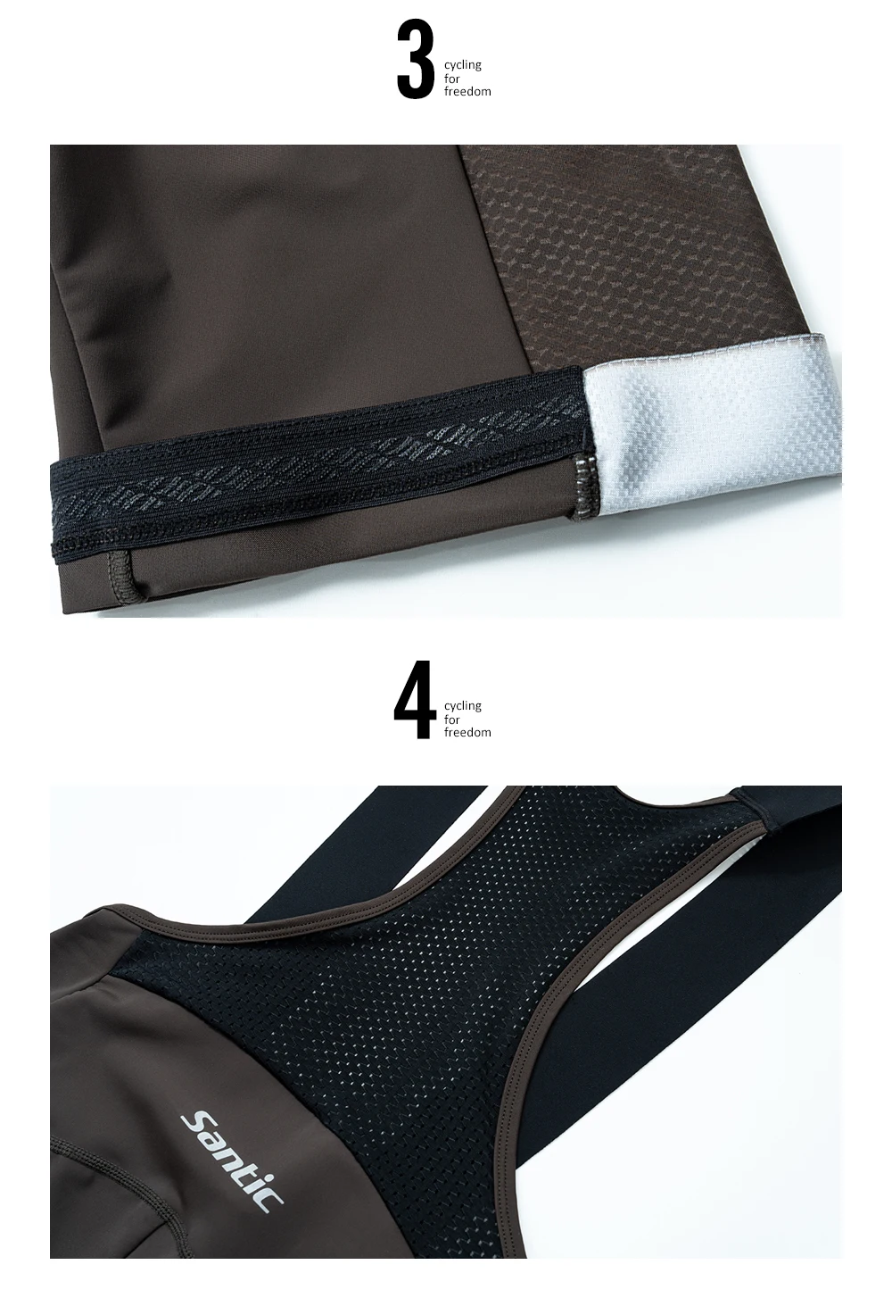 Santic Herren-Rad-Trägerhose, Sommer, atmungsaktiv, schnell trocknend, 5 Stunden stoßfest, gepolstert, für MTB/Rennradfahren, kurze Hose mit Taschen – Detail 10