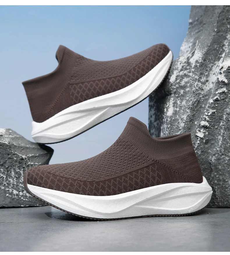 Unisex Real Boost Sneaker mit dicker Sohle, Stretch-Strick, atmungsaktiv, Übergrößen, stoßdämpfend, Sportschuhe, Laufschuhe für Damen und Herren – Detail 20