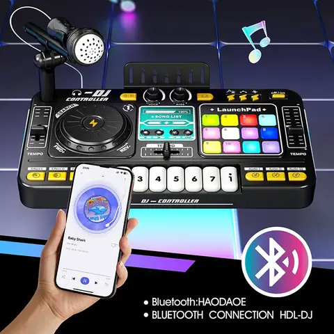 Kids Simulation DJ Mixer Controller Toys Multifunctional Music Effects Electronic Piano Keyboard Learning Birthday Gift Boy Girl
