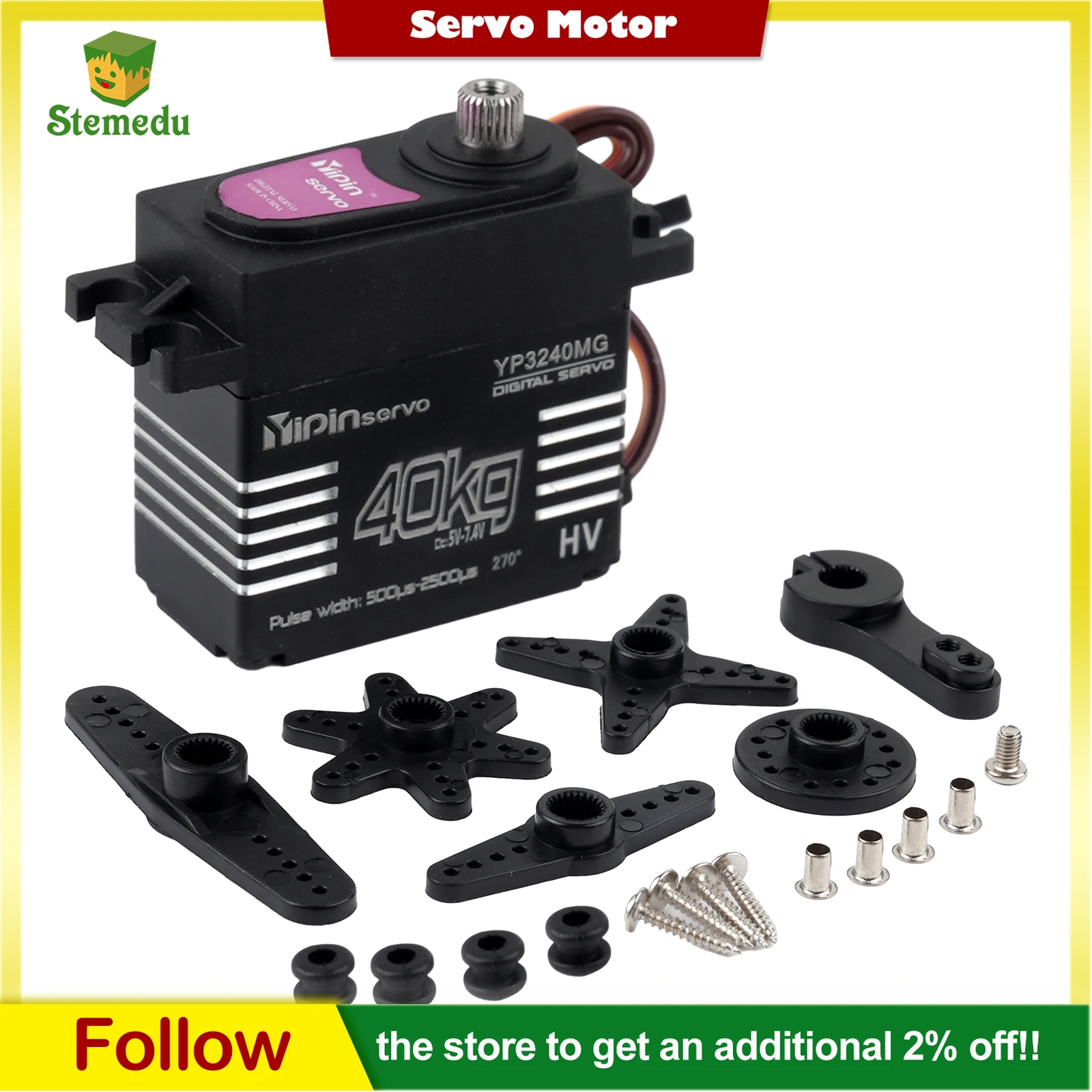 Servo Digital de alto Torque de 40Kg, engranaje de Metal, Servo resistente al agua de 180/270 grados para 1:8 1:10 TRX6 Scx10 coche trepador de control remoto Robot