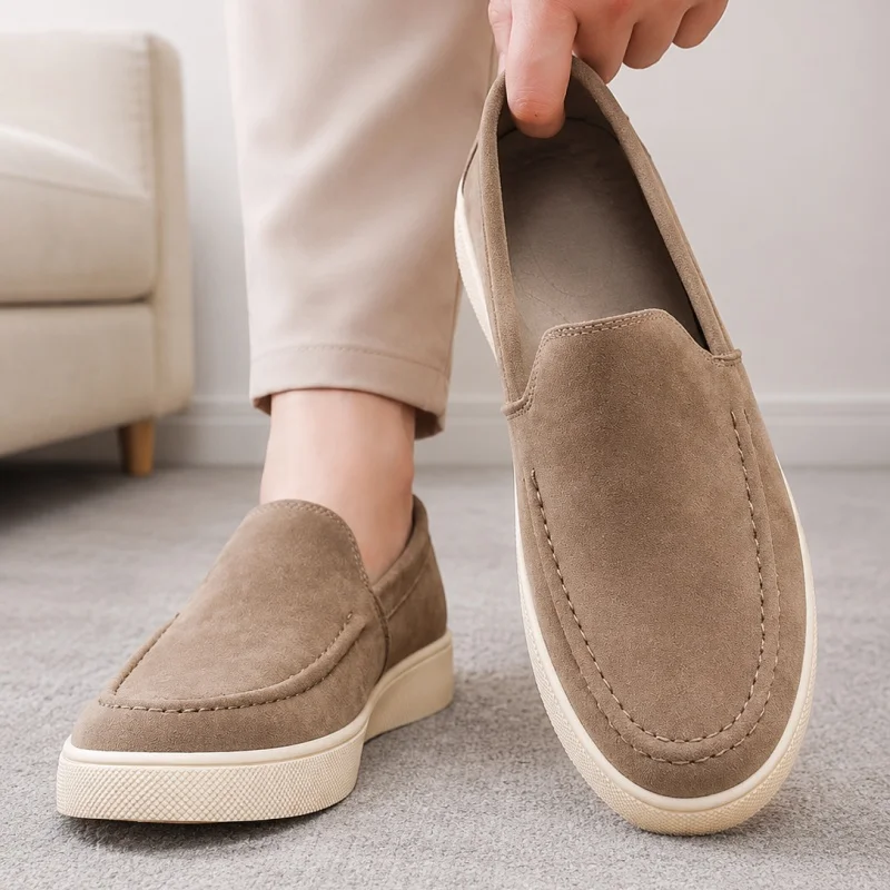 Men's Casual Shoes Suede Leather Loafers Classic British Style Men Shoes Lightweight Soft Moccasins Male Slip on Driving Flats