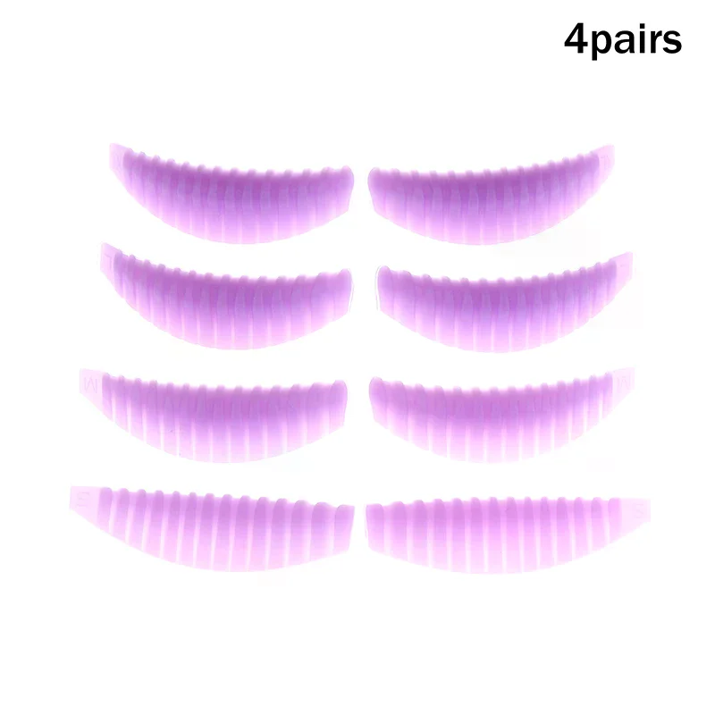 4Pairs Reusable Eyelash Lifting Pad Silicone Lamination Pad Vertical Stripe Perm Rods 3D Lashes Extension Curler Makeup Tool