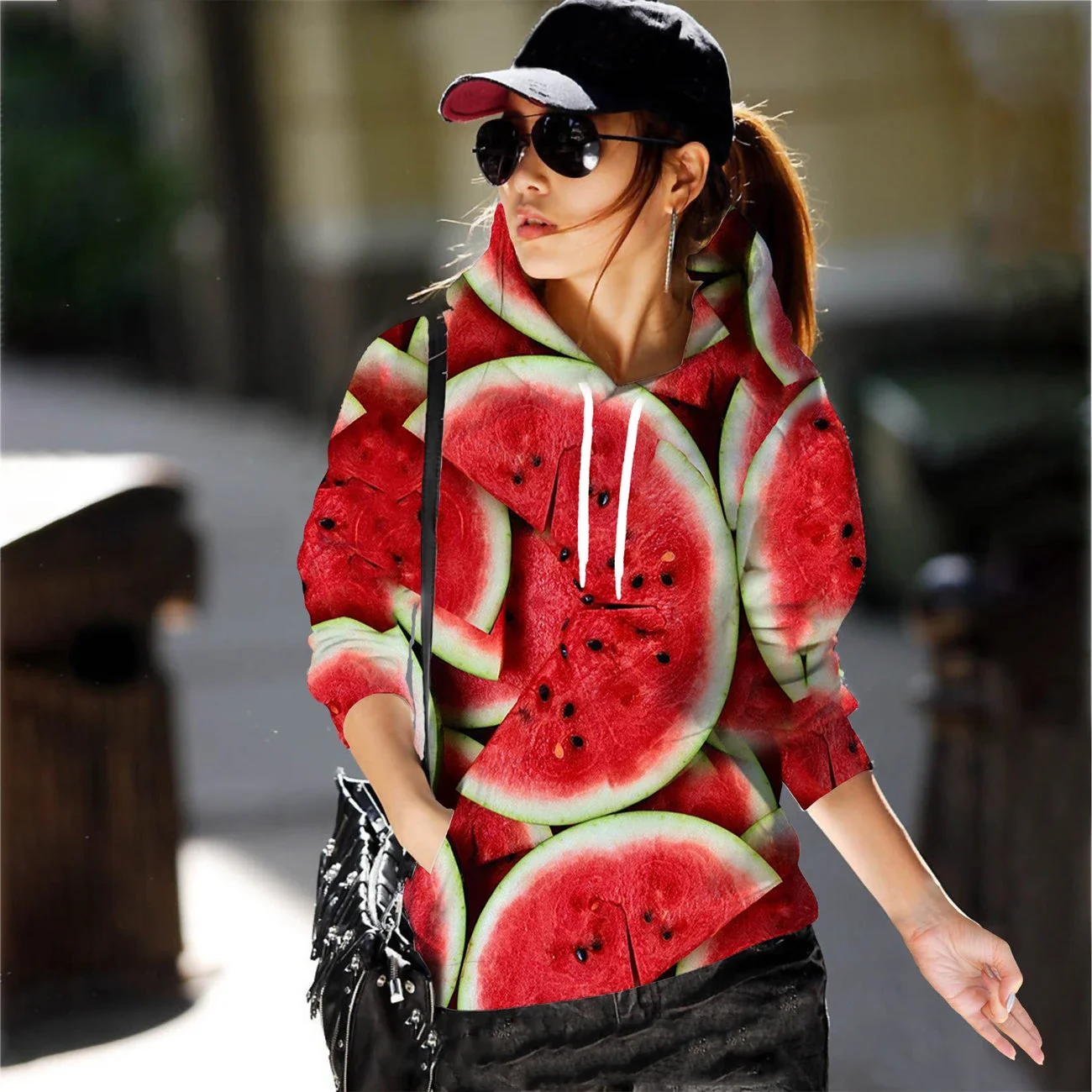 Fruit Watermelon 3D Print Hoodies Women Sweatshirt New Autumn Winter Long Sleeve Casual Oversized Hooded Pullovers Coat Clothing