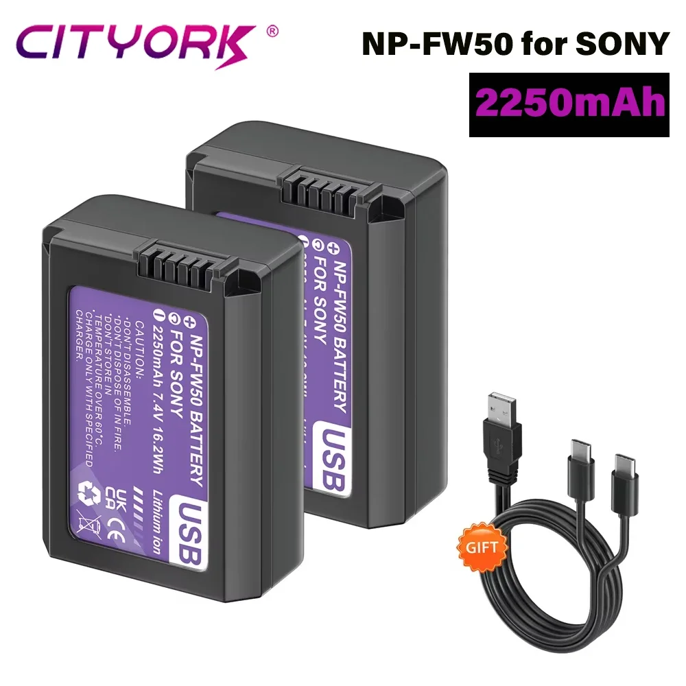 NP-FW50 NP FW50 Bateria USB para Sony Alpha a6500 a6300 a6000 a5000 a3000 A7 A7M2 A7R 7SM2 7M2 ZV-E10 E10L NPFW50 Bateria FW50