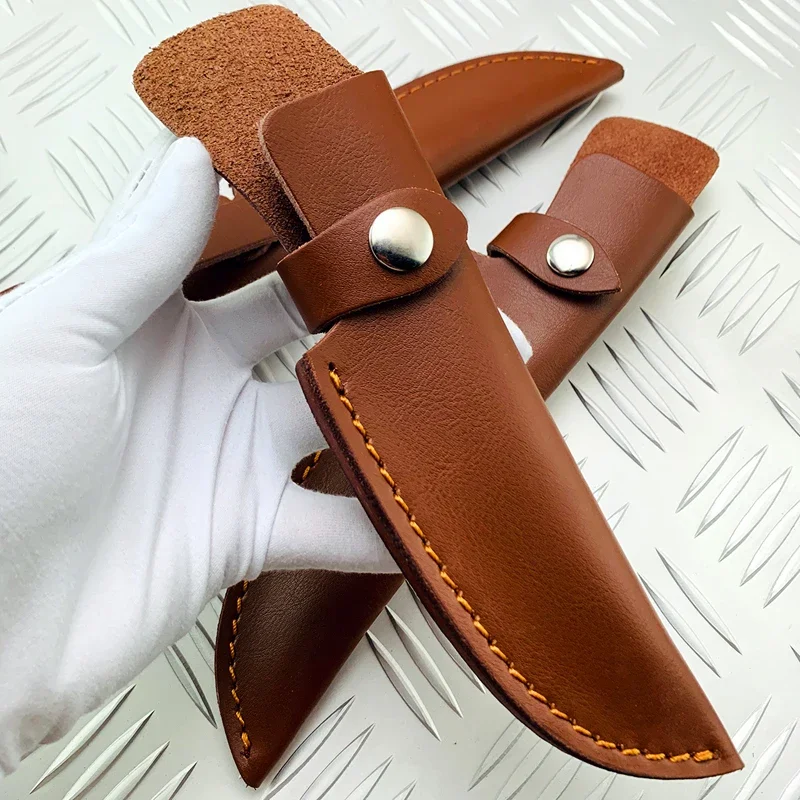 Cowhide Knife Sheath Outdoor Small Straight Knife Set Belt Loop Hunt Multi Holster Carry Sheath Leather Scabbard