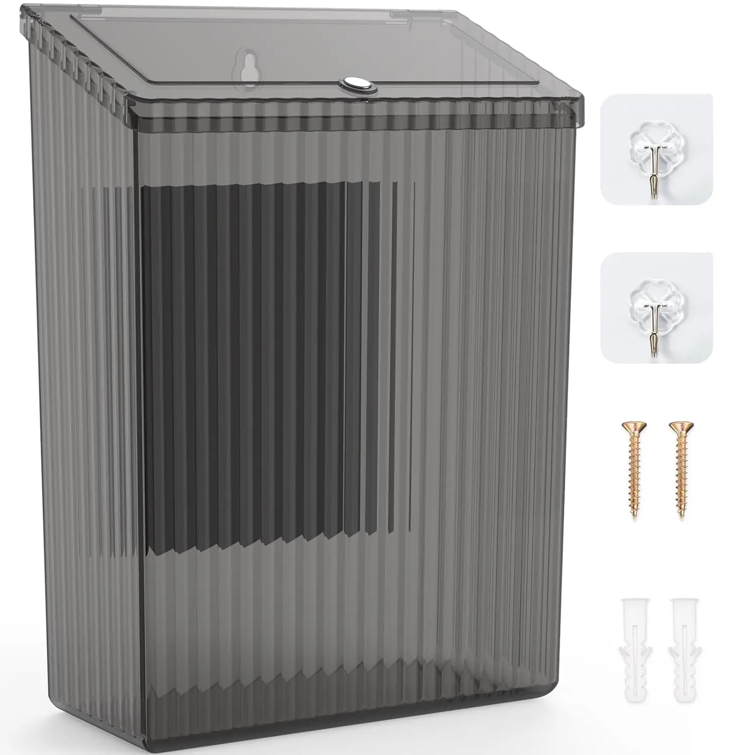 

Magnetic Slim Trash Can with Lid for Kitchen, Fridge, Cabinet, Bathroom, Laundry Room, Black