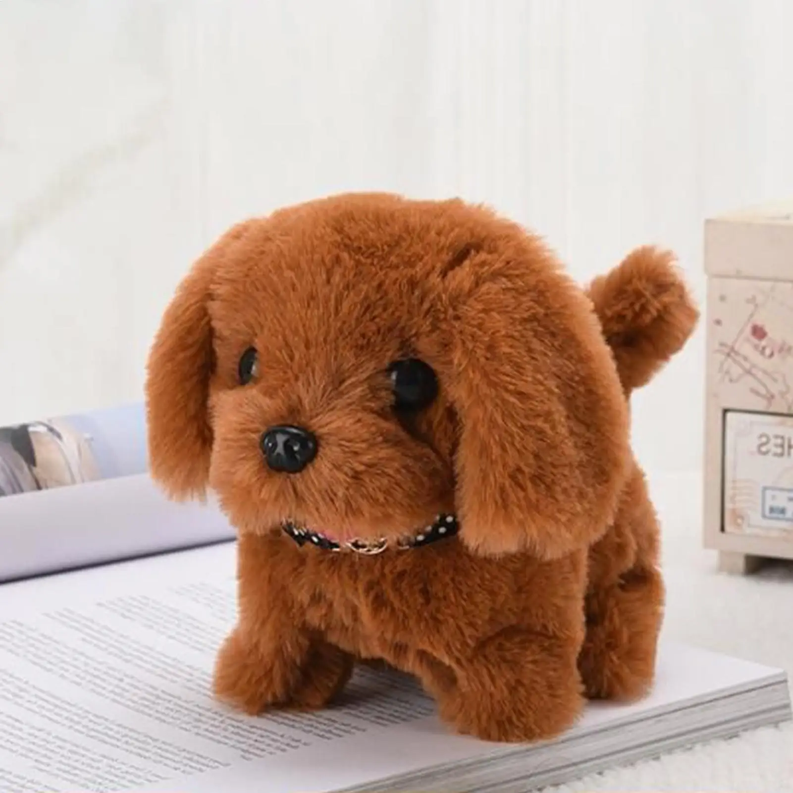 لطيف الكهربائية محاكاة جرو ألعاب من القطيفة التفاعلية الكلب روبوت المشي نباح الذيل يهز لعبة للأطفال عيد الميلاد هدية عيد الميلاد #4