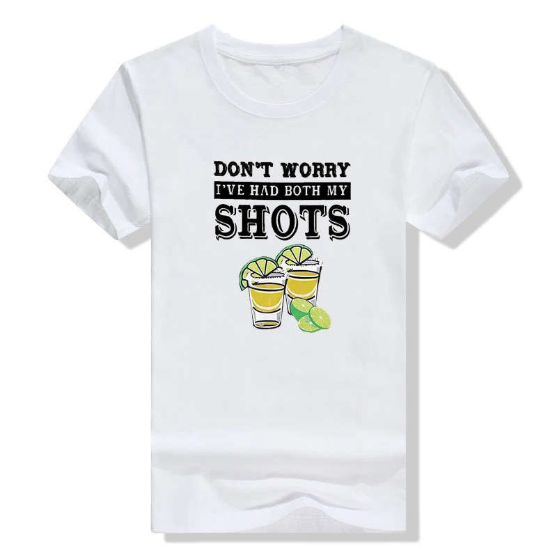 Don't Worry I've Had Both My Shots T Shirt Women Funny Saying Tee Humor Graphic Letter Print Top