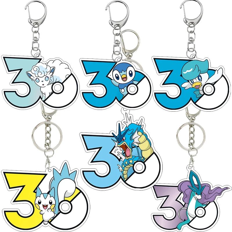 

Pocket Monster 30th Anniversary Anime Cartoon Figure Printed Acrylic Keychain Keyring Girl Boy Cute Thing Pendant Gift Wholesale