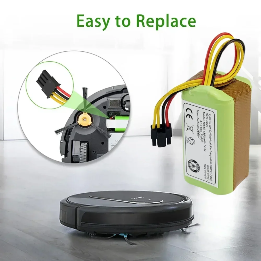 4S1P 14.8 فولت 4800 مللي أمبير بطارية ليثيوم أيون ل Cecotec Conga 1290 1390 1490 1590 جهاز آلي لتنظيف الأتربة البطارية