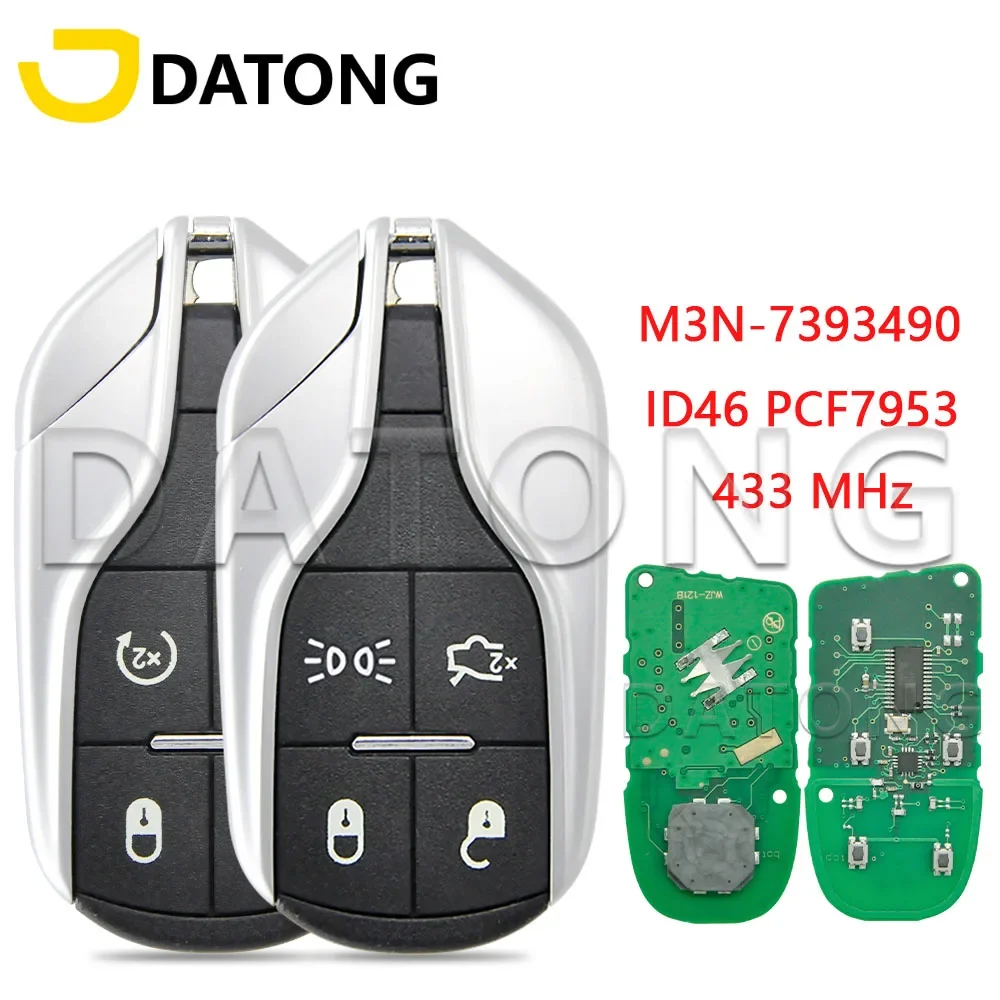 

Datong World Car Remote Control Key For Maserati Quattroporte Ghibli FCCID M3N-7393490 ID46 PCF7953 Chip 433MHz Keyless Entry