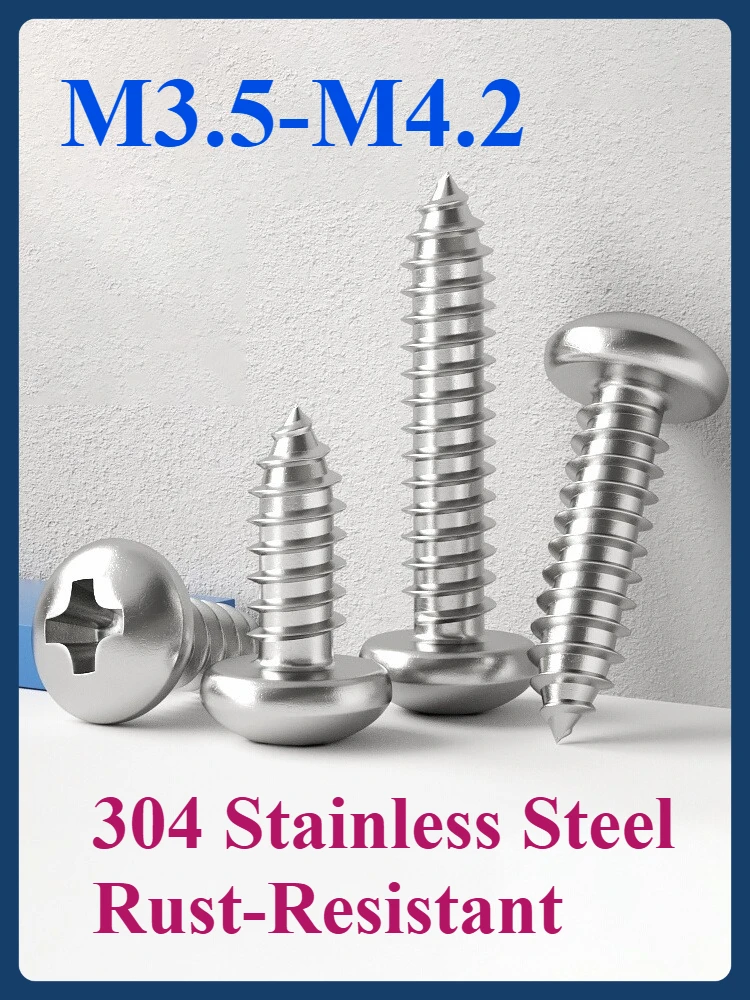 

M3.5-M4.2 304 Stainless Steel Phillips Pan Head Self-Drilling Screws, Rust-Resistant(5/10/20pcs)