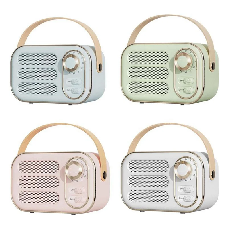 Retro ลําโพง 360 สเตอริโอบลูทูธมินิลําโพงวิทยุวินเทจตกแต่งบ้านกล่องเสียงสําหรับกลางแจ้งสีขาว