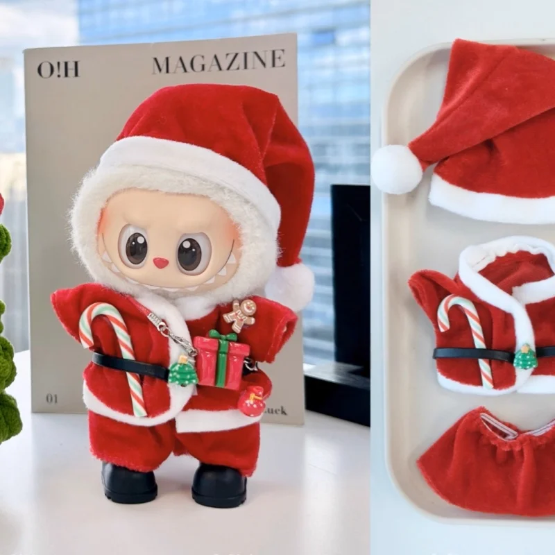 جديد مناسبة ل Labubu الملابس V1/V2/V3 الجيل 17 سنتيمتر دمية عيد الميلاد زي الأصلي الكروشيه شجرة عيد الميلاد ملابس دمى