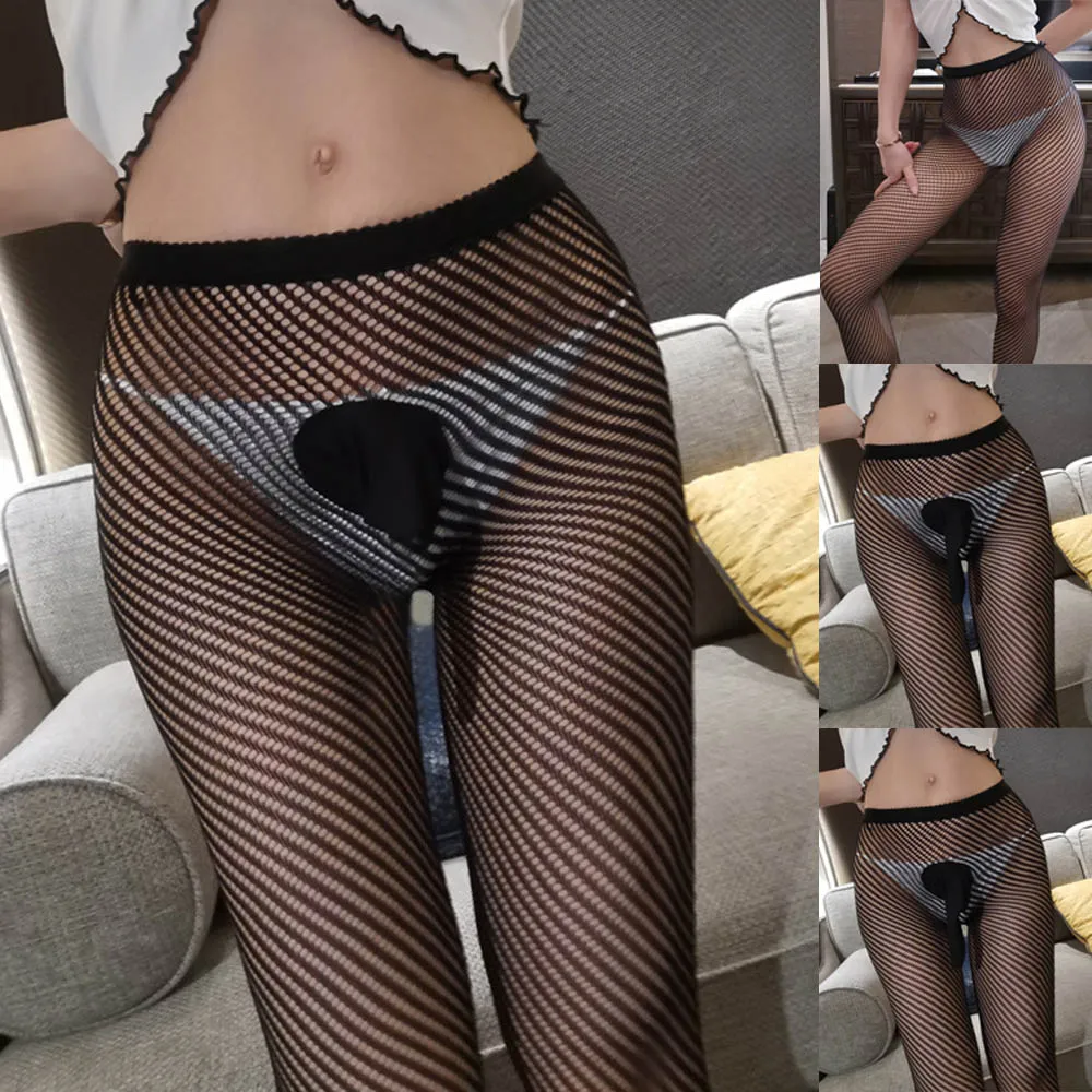 جوارب شبكية جديدة الرجال النساء مثير سيسي الحقيبة السيدات شير طائرة الجوارب الجوف الجوارب جوارب طويلة طماق سراويل داخلية #5
