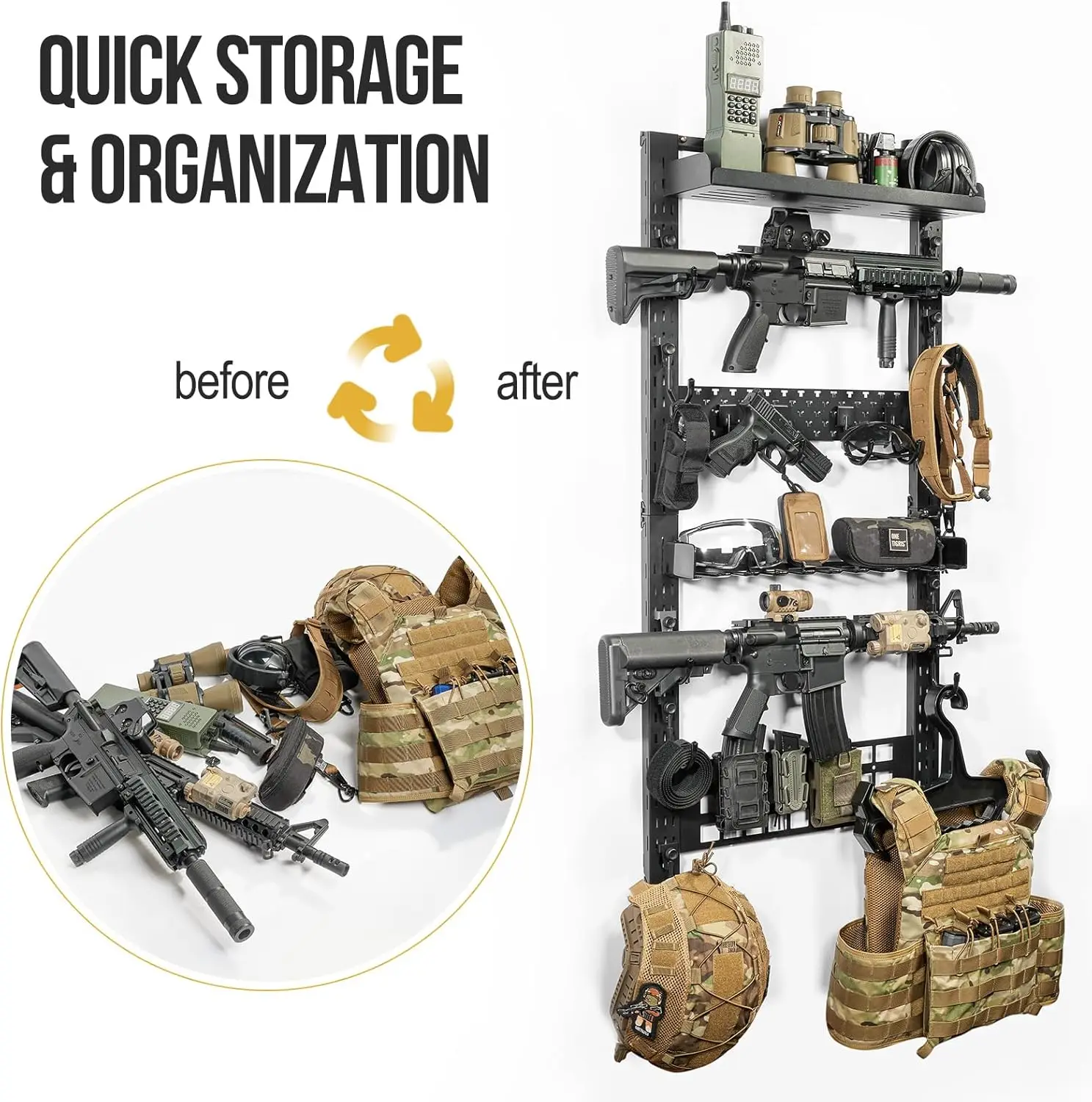 Gun Rack Wall Mount,Indoor Gun Rack for Wall with Shelf Horizontal and 1 Removable Gun Accessories Tray