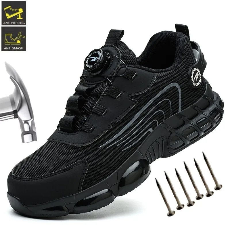 Rotating Button Puncture-proof Outsole Security Protective Shoes Lightweight Breathable Sneakers Breathable Steel Toe Boots