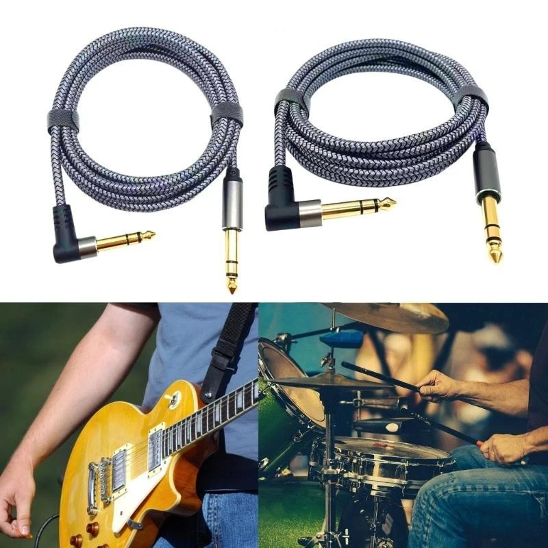 1pc Connecting Cable Guitar 6.35mm Instrument Large Dual Core Audio Connection Short Line For Electric Guitar