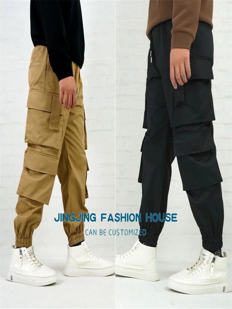 

S-6XL!!New khaki casual small foot overalls men's loose large harlan pants spring casual tie foot pants tide brand