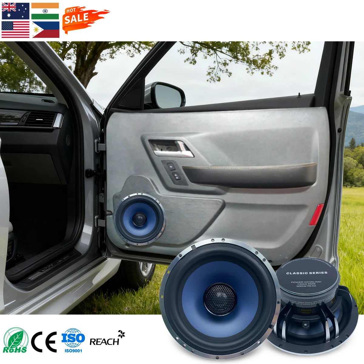 6.5 Inch Coaxial Car Audio Speaker PP Cone Aluminum Basket Silk Dome Tweeter for High Quality Custom Auto Sound System
