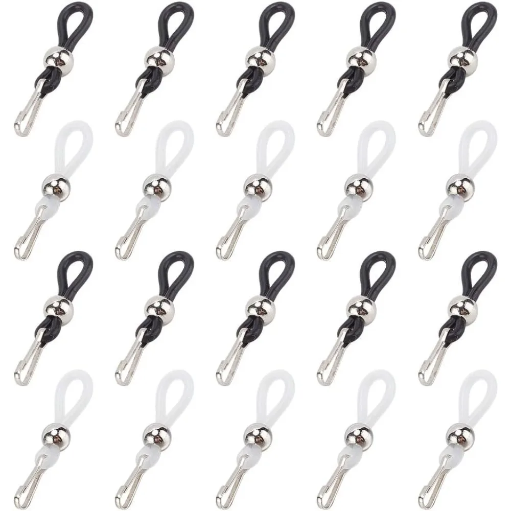 50Pcs 2 Colors Iron Zipper Holder Upper with Rubber Rings Gadget to Keep Zipper up on Pants Hook Zipper and Button