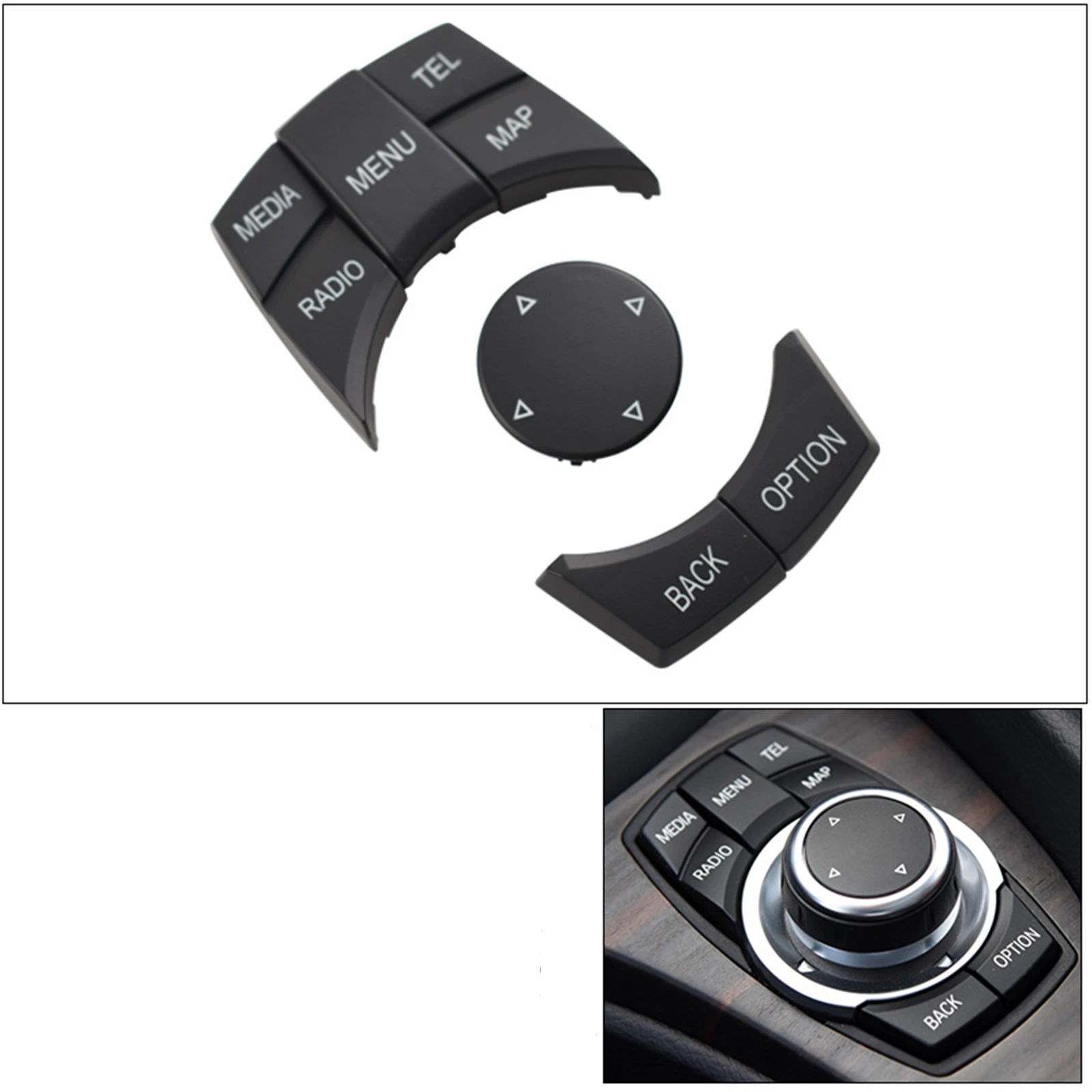 

Multimedia Control Switch Button Cover Trim Knob Key Kit For BMW 1/2/3/4/5/6/7 Series 5GT X3 X4 X5 X6