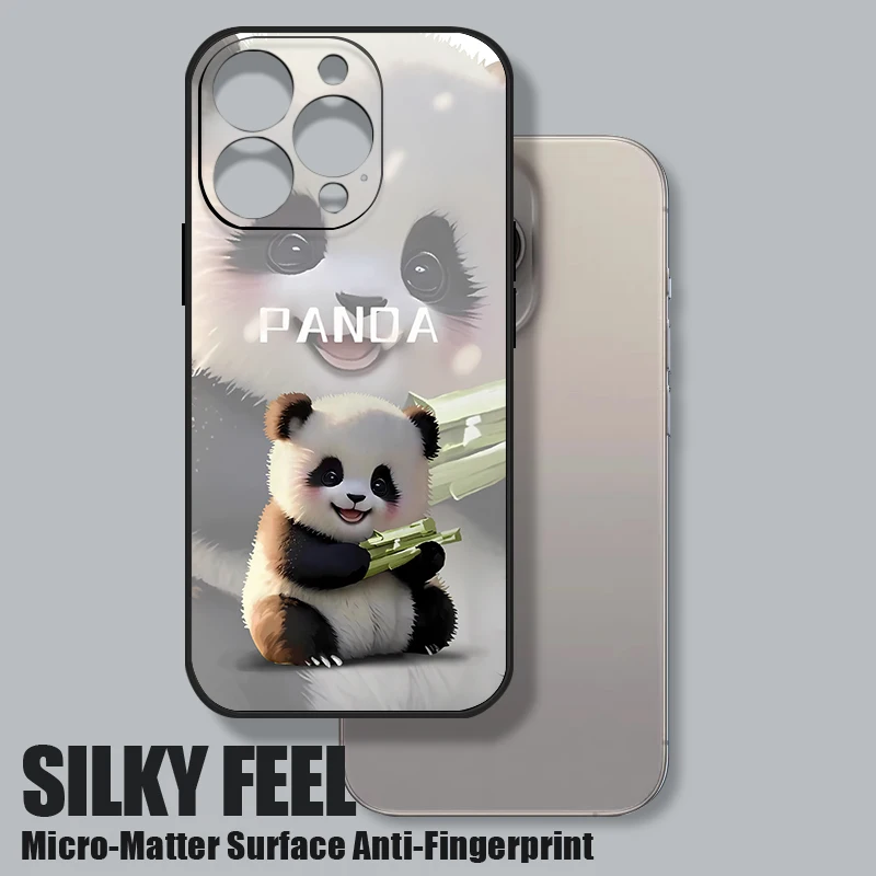 شريط للرسغ الحبل حافظة هاتف من البولي يوريثان آيفون 17 16 15 برو ماكس 12 13 14 برو ماكس اير 11 كارتون الباندا مطبوعة غطاء سيليكون ناعم