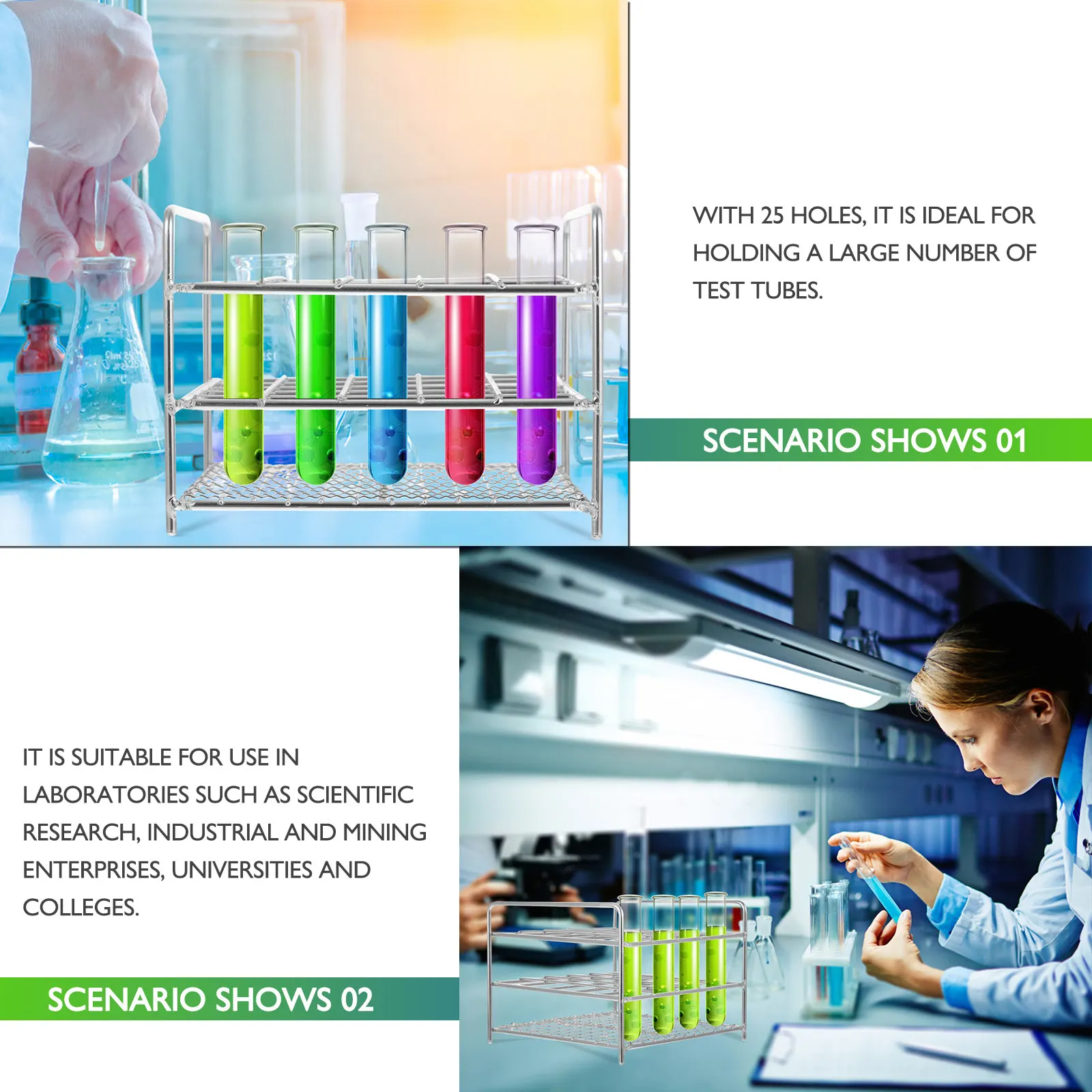 1pc Stainless Steel Test Tube Rack 25 Holes Three-Tier Lab Stand For Laboratory Scientific Research Industrial Mining Colleges