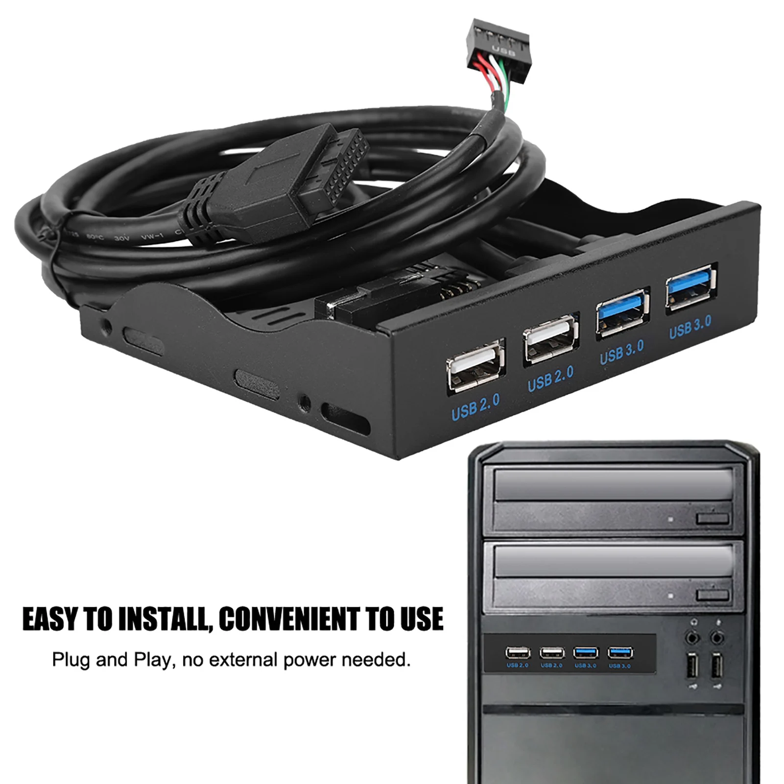 USB 2.0 Floppy Drive Front Panel 3.5-inch 19PIn T9 Pin High Speed USB3.0+USB2.0 4-Port Floppy Drive Front Panel