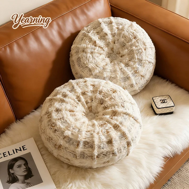 

Nordic Light Luxury PV Velvet Waist Support Creative Pumpkin Round Cushion Sofa Office Chair Backrest Pad
