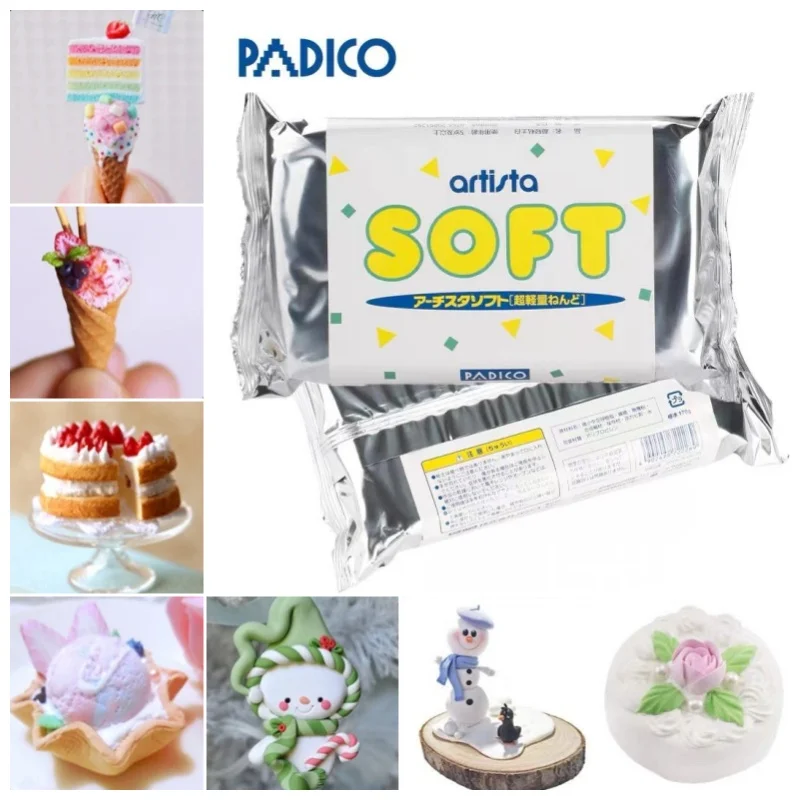 Original Japan PADICO Artista SOFT Ultra‑Light Paper Clay White Air Dry Clay Miniature Cake Fake Food DIY Handcraft Material